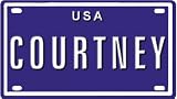41QsuQT8SWL. SL160  Courtney USA mini metal embossed license plate name for bikes, tricycles, wagons, kids doors, golf carts, baby strollers, pedal cars. Over 400 names available. Type in name usa plate in search. Your name will show up.