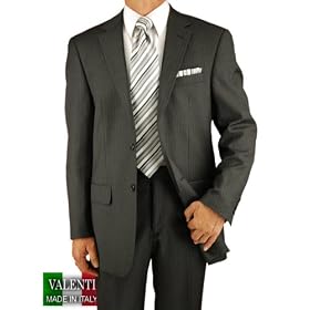 Hand Tailored Mens Suits Valenti Made in Italy Cashmere Wool Two Button Canvas Front Jacket and Pants Charcoal Grey Faintstripe Pinstripe Year Round Use