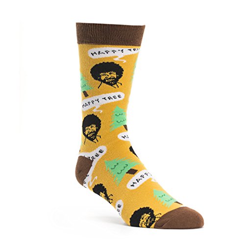 Oooh Yeah Men’s Crew Socks Bob Ross Happy Tree (yellow)