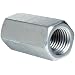 12L14 Steel Coupling Nut, Zinc Plated Finish, Right Hand Threads, Corrosion Resistant, 1"-8 Threads, 1-3/8" Width Across Flats (Pack of 10)