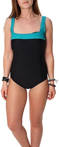 It Figures Teal Colorblock Square Neck One Piece Swimsuit Size 12