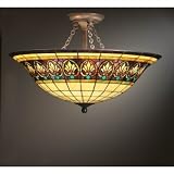 Kichler Lighting 69050 4-Light Provencia Art Glass Semi-Flush Ceiling Light, Art Nouveau Bronze Finish