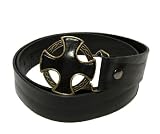Tobacco Road Leather Iron Cross Buckle Italian Leather Belt Rock Star Belt