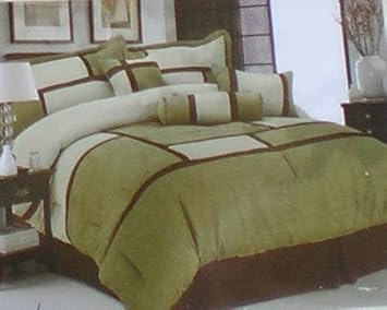 High Quality Green Queen Soft Micro Suede Comforter Set Bedding-in-a-bag