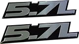 2 x 5.7L Liter Badge Emblems (pair/set of 2) for Toyota Tundra Sequoia V8 Chevy 350 Tahoe Suburban 1500 Camaro Impala Caprice SS Corvette Z06 LS1 LS6 Dodge Challenger Charger Magnum RT HEMI Ram Durango Cadillac CTS-V CTS Chrysler 300 C300 Pontiac GTO Trans Am LT1 GMC Sierra Yukon XL Pick Up