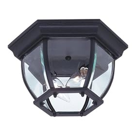 Classico - 2 Light Outdoor Flush Mount Ceiling Lighting Fixture - Matte Black - Clear... by Artcraft