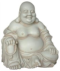 Happy Buddha Seated Statue, 7"H, Stone