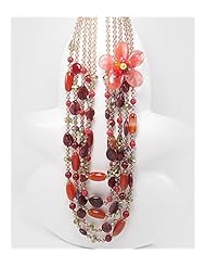 Flower Agate Necklace In 92.5 Sterling Silver