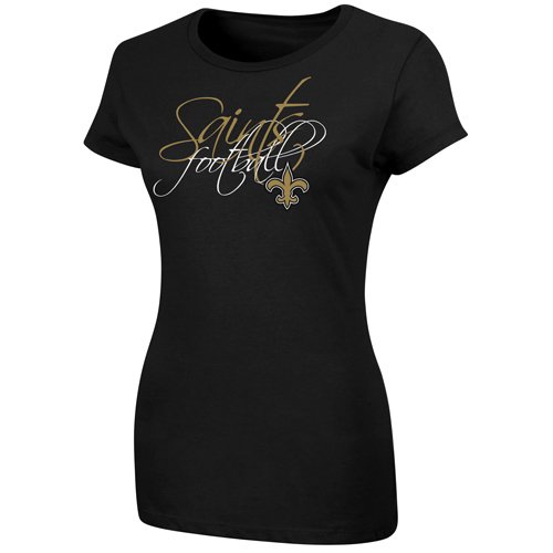 Majestic New Orleans Saints Ladies Franchise Fit II T-Shirt - Black (Large)