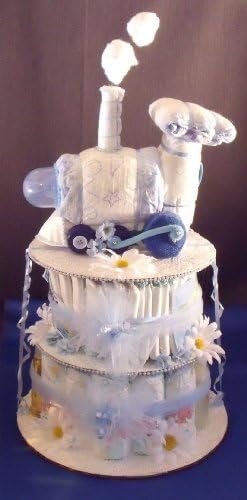 Blue Train Engine Baby Shower Gift Diaper Cake Centerpiece