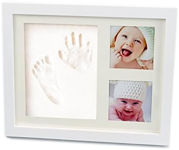 Colourful Life Baby Handprint and Footprint Safe Non-Toxic Wood Picture Frame Kit, White