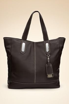 Leather Double Handle Tab Shopper Bag
