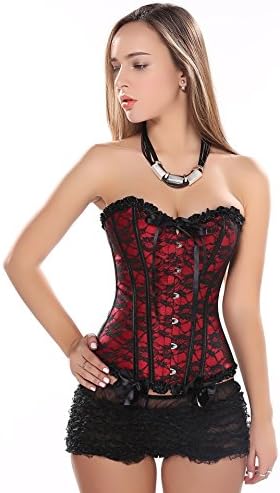 Women Lace up Boned Corset Bustier Bodyshaper Halloween Party Fancy Dress Clubwear Top