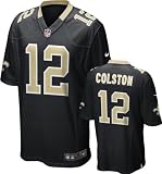 Marques Colston Youth Jersey: Home Black Game Replica #12 Nike New Orleans Saints Youth Jersey