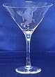 Individually Hand Etched Kokopelli Martini Glass 8 1/4"H Set / 4