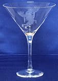 Individually Hand Etched Kokopelli Martini Glass 8 1/4"H Set / 4