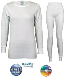 Women's Smooth Comfort Itch-Free Dual Face Fleeced Extreme Cold Raschel Knit Performance Thermal Top and Bottom Set