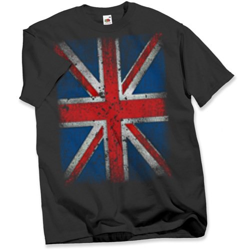 Distressed Union Jack T-Shirt, Black, 3XL