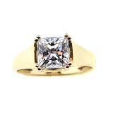 SAVE 72% Michael Valitutti with Princess Cut Signity Stone Cubic Zirconia Classic Solitaire in 14K Yellow Gold Ring - OVERSTOCK Clearance Sale!