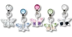 TWO TONE BUTTERFLY MICRODERMAL DANGLES RHDBFL1C-PERIDOT/YELLOW