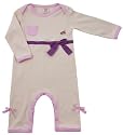 Green Nippers Bonnie Bow Organic Girls Baby Grow (Vanilla & Rose with Heather Bow, 0-3 Months)