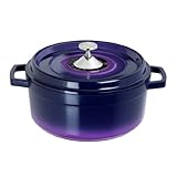 Art & Cuisine Cocotte Series Cast Aluminum Round Soup Pot, Purple, 2.5-Qt.
