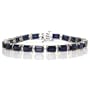 10k White Gold Emerald Cut Created Sapphire Bracelet, 7"