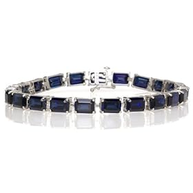 Buy 10k White Gold Emerald Cut Lab-Created Sapphire Bracelet, 7 by Amazon.com Collection