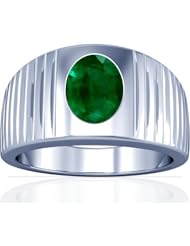 18K White Gold Oval Cut Emerald Solitaire Ring