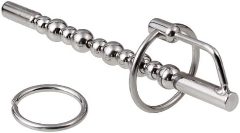 ROLLING BALLS!!! 5.25", "Hermes", Solid , Surgical Steel Urethral Stretching Penis Plug w/ 2 Glans Rings - PUT SOMETHING BETTER INSIDE! J2027