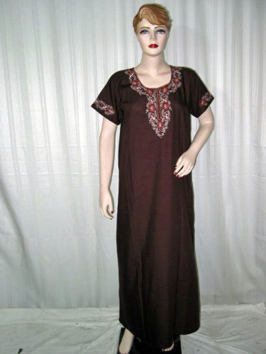 Gift for Her Desiner Bollywood Desiner Auburn Cotton Caftan Patio Resort Dress Wear Size L Free Shipping
