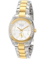 ESQ Movado Womens 07101436 Origin Ionic Two-Tone Plated Stainless Steel Case Diamonds Bracelet Silver Dial Watch
