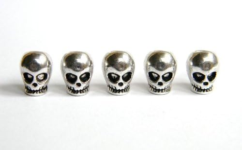 10 Metal Chrome Skull Beads For 550 Paracord Bracelets, Lanyards, &amp; Other Projects