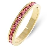 14K Gold Plated Pink Ice CZ Eternity Band
