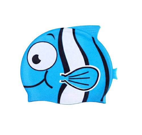 Kids Soft Silicone Blue Fish Water Surf Bathing Swimming Child Cap Sporting Goods