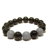 Angelite Bracelet 08 Stretch Rainbow Obsidian Black Blue 12mm Gemstone