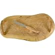 Berard Olive Wood Cheese Board with Knife, Large, 17 by 10 Inches