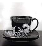 Black Paisley Cup and Saucer by Skye McGhie