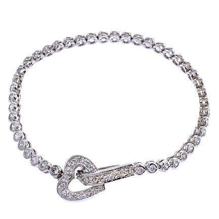 Childrens Toyshop  Jewelry : Tiffany Inspired C.Z. Diamond 925 Silver Heart Bracelet (Holiday Special)