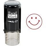 Round Teacher Stamp - SMILEY FACE 1 - RED INK