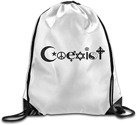 Graphic Printed Bags Coexist Stick Figures Popular Drawstring Backpack Travel Bag