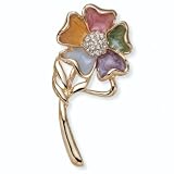 Crystal Flower Goldtone Pin