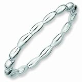 Sterling Silver Stackable Expressions Rhodium Rice Bead Ring