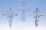 Club Pack of 24 Icy Crystal Cross Christmas Ornaments
