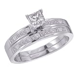14K White Gold 3/4 ct. Diamond Engagement Set with Princess Cut Center Diamond 41Qtv5EzeoL. SL160 14K White Gold 3/4 ct. Diamond Engagement Set with Princess Cut Center Diamond