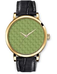 SPRAWL Aanalog Fashion Series Gold Ladies Watches of Genuine Black Leather Strap,Unique Wrist Watch for Women Girls Designed with Light green background blur