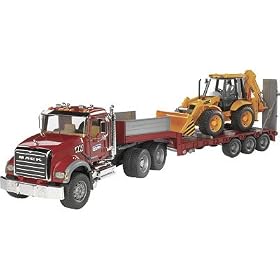 Bruder Mack Granite Flatbed Truck with JCB Loader Backhoe by Bruder Toys