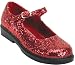 Kid's Red Glitter Mary Jane Shoes (Size:Sm 11-12)