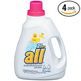 All 2x Ultra Concentrated Laundry Detergent, Baby, 64-Load Bottles (Pack of 4)