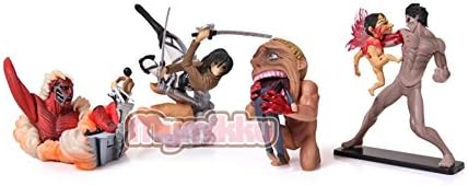 Cartoon Attack on Titan Small Toy Doll PVC Model Furnishing Articles Bedroom Home Decoration Desktop Furnishing Articles Figure Decoration One Set Four Pieces
